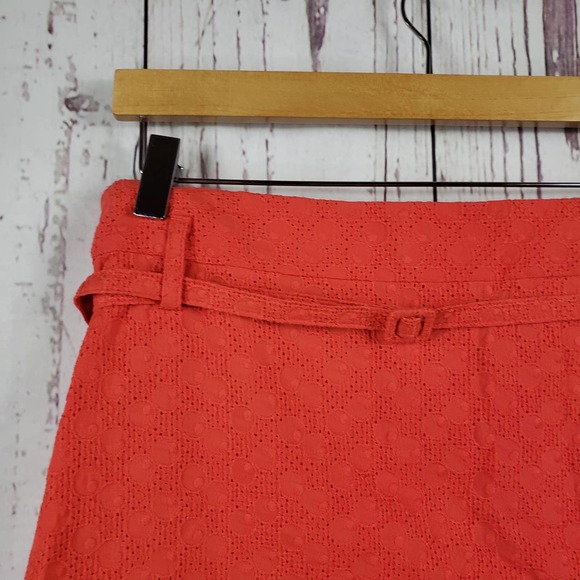 Express Design Studio A Line Skirt Womens Size 10 Eyelet Knee Length Orange - Picture 3 of 9
